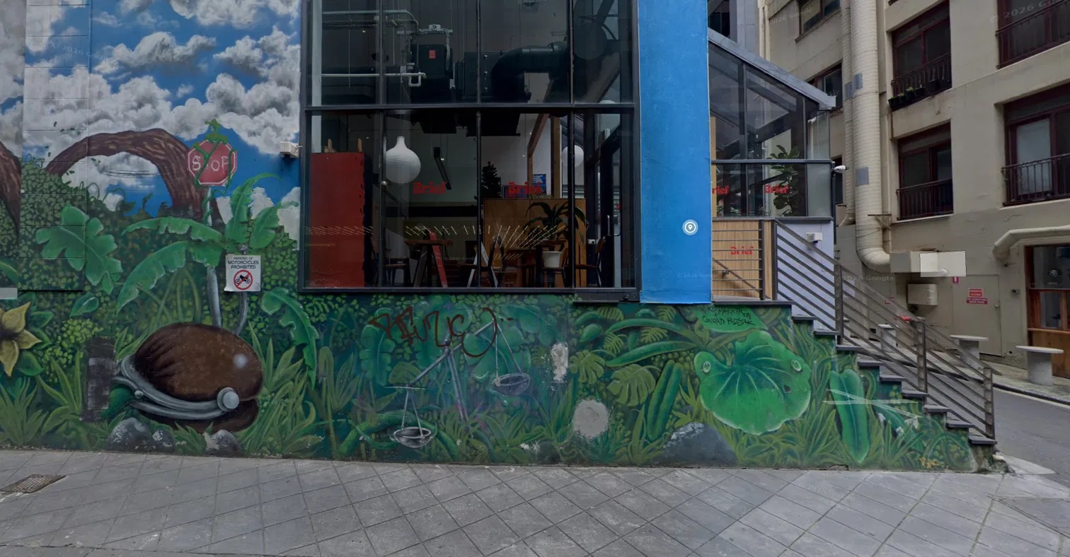 The green jungle mural in Gallaghers Place